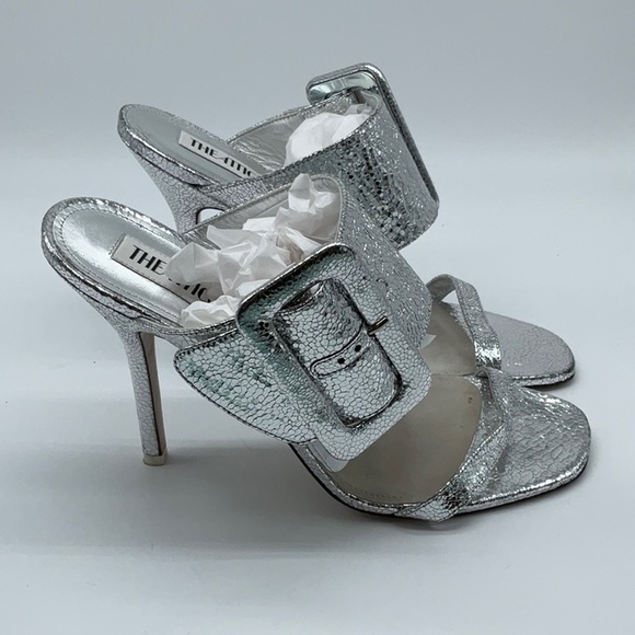 ATTICO Ester Crackled Metallic-leather Mules In Silver - Picture 8 of 16